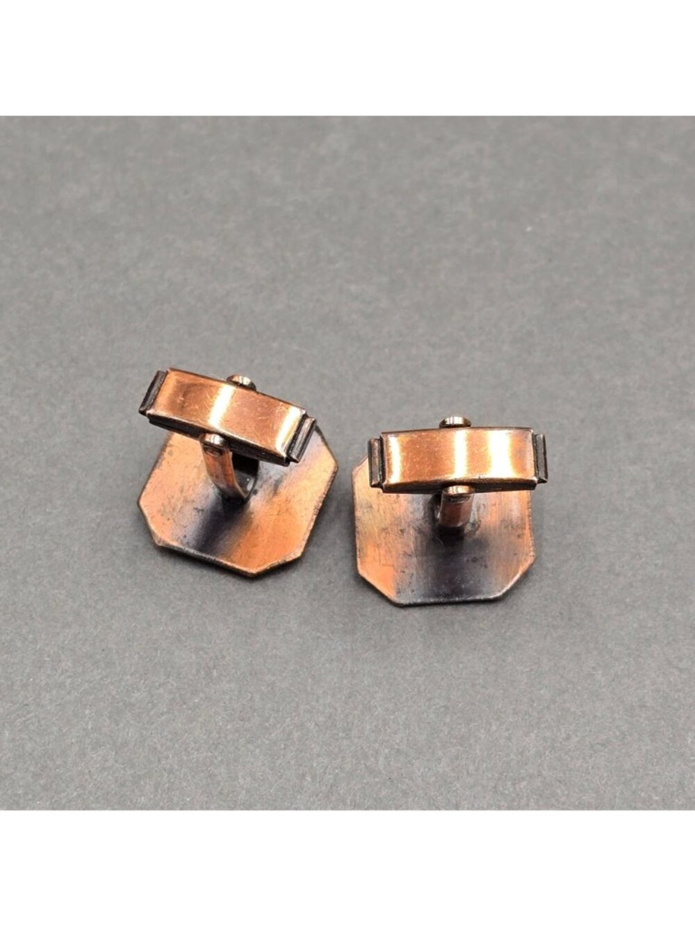Vintage Copper Theater Comedy Tragedy Mask Jewelry Set Necklace Cufflinks Drama - Picture 10 of 15